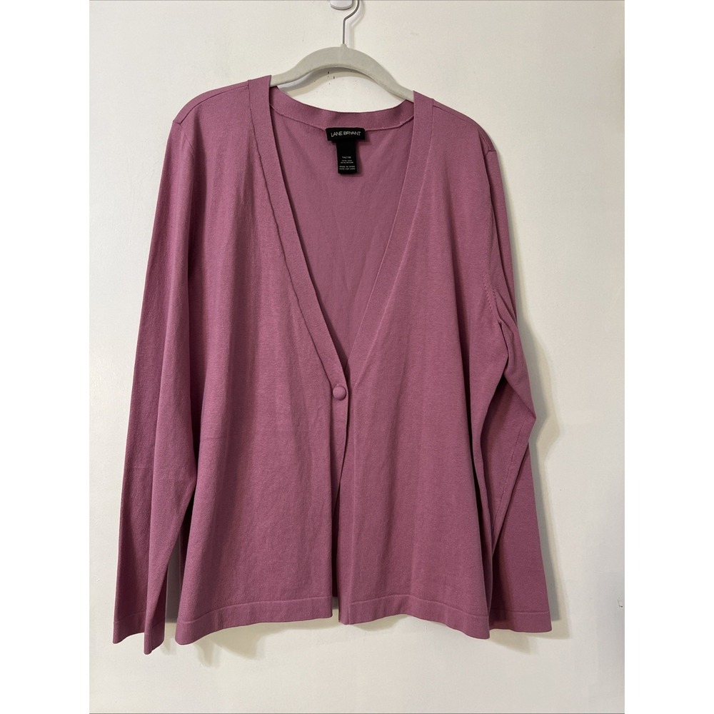 Lane Bryant Womens 14/16 Long Sleeve Sweater Cardigan Lilac Silk Blend